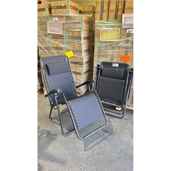 PAIR OF BLACK PATIO LOUNGE CHAIRS