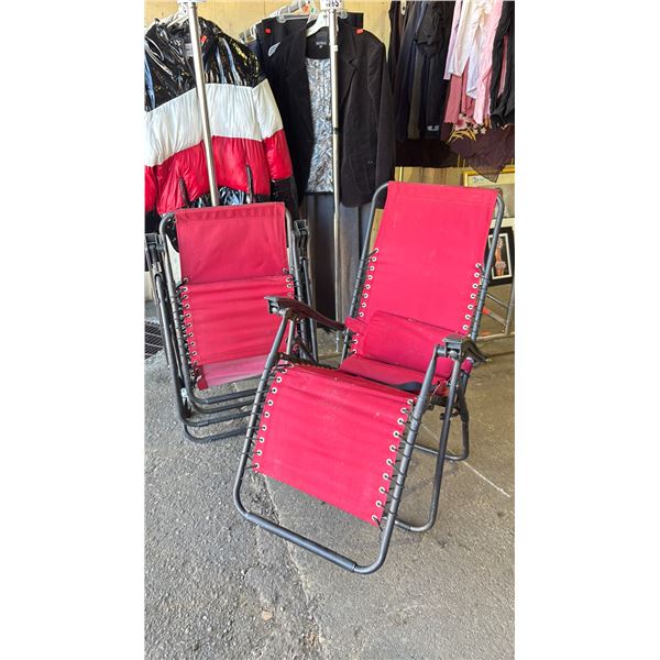 PAIR OF RED PATIO LOUNGE CHAIRS