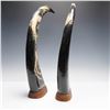 Image 2 : Pair of Arched Horns with Carved Dragon and Phoenix Motifs