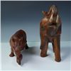 Image 2 : 2pc Hand-Carved Wooden Elephant and Rhinoceros with Calve