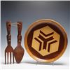 Image 1 : 3pc Martin Relouw Handmade Australian Wood Bowl with Serving Set
