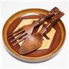 Image 2 : 3pc Martin Relouw Handmade Australian Wood Bowl with Serving Set