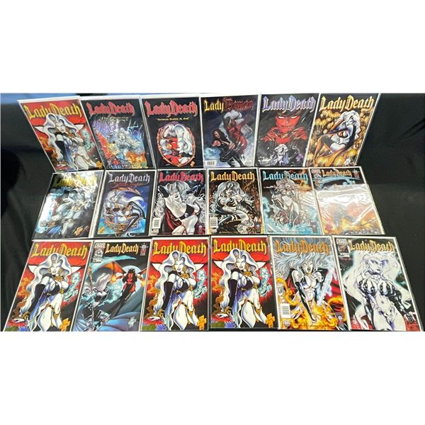BOX OF ASSORTED COMIC BOOKS INCLUDING; LADY DEATH, MS. TREE, THE NEW DNAGENTS & MORE