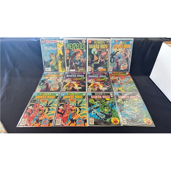 BOX OF ASSORTED COMIC BOOKS INCLUDING; SECRETS OF HAUNTED HOUSE, UNEXPECTED SPECIAL & CHARLTON