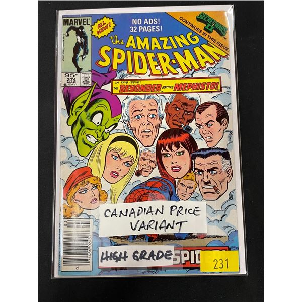MARVEL THE AMAZING SPIDER-MAN #274 CANADIAN PRICE VARIANT
