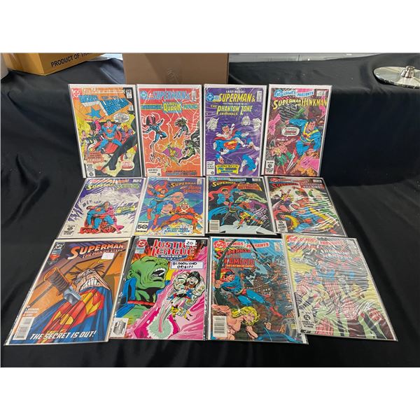 BOX OF 110 ASSORTED SUPERMAN & MISC DC COMIC BOOKS