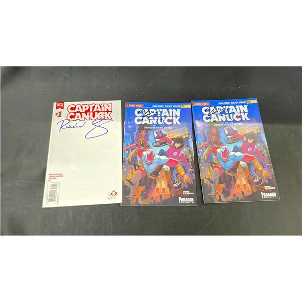 3 ASSORTED AUTOGRAPHED CAPTAIN CANUCK COMIC BOOKS