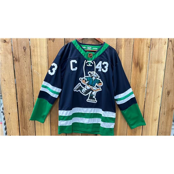 AUTOGRAPHED FANATICS REVERSE RETRO VANCOUVER CANUCKS QUINN HUGHES JERSEY SIZE 52