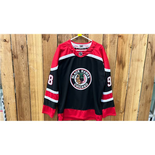 AUTOGRAPHED FANATICS REVERSE RETRO CHICAGO BLACKHAWKS CONNOR BEDARD JERSEY SIZE 52