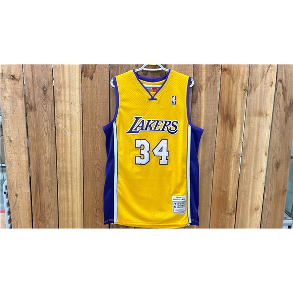 AUTOGRAPHED MITCHELL AND NESS LOS ANGELES LAKERS SHAQUILLE O'NEAL JERSEY SIZE L