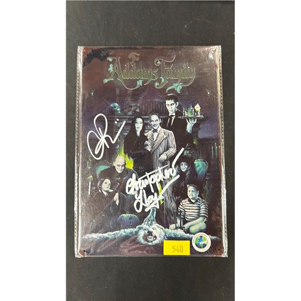THE ADDAMS FAMILY METAL SIGN AUTOGRAPHED BY CHRISTOPHER LLOYD & CHRISTINA RICCI