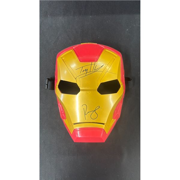 IRON MAN MASK AUTOGRAPHED BY ROBERT DOWNEY JR. & TOM HOLLAND