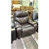 Image 2 : BROWN LEATHER LOOK POWER RECLINING CHAIR WITH CUPHOLDER'S *NOT WORKING*