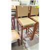 Image 2 : THREE BROWN WOODEN 32"H BAR STOOLS