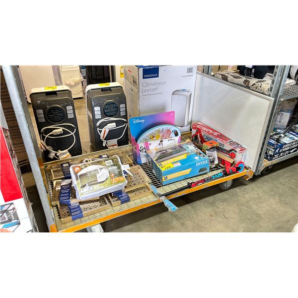 DISNEY PRINCESS BALANCE BOARD, INTEX QUEEN AIR MATTRESS, TWO CARVE 100 SCOOTERS, CHARCUTERIE TRAYS,