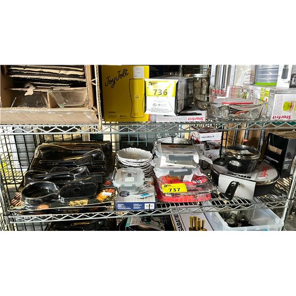 SHELF OF ASSORTED KITCHENWARE