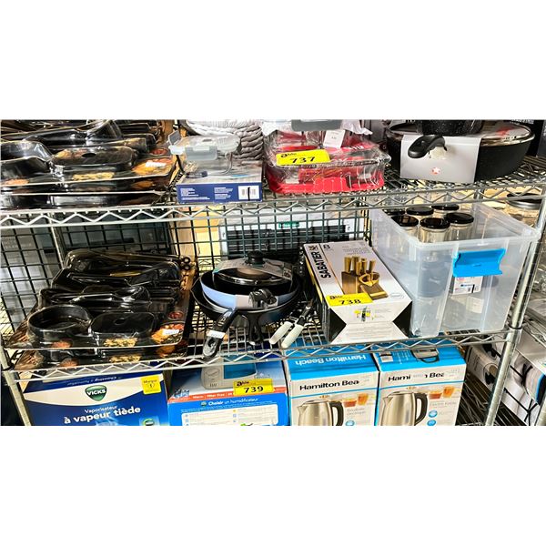 SHELF OF ASSORTED KITCHENWARE