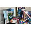 Image 2 : SHELF OF ASSORTED ITEMS INCLUDING; FIGURE SKATES, FAMILY POOL, UNICORN KIDS CHAIR & MORE
