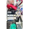 Image 3 : BIN OF ASSORTED ITEMS INCLUDING; SCISSORS, BRAUN TRIMMER, WAHL HAIR CUTTING KIT & MORE