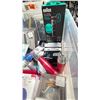 Image 4 : BIN OF ASSORTED ITEMS INCLUDING; SCISSORS, BRAUN TRIMMER, WAHL HAIR CUTTING KIT & MORE