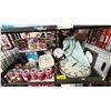 Image 1 : SHELF OF ASSORTED ITEMS INCLUDING; CANDLES, WALL CLOCKS, DINNERWARE SET & MORE
