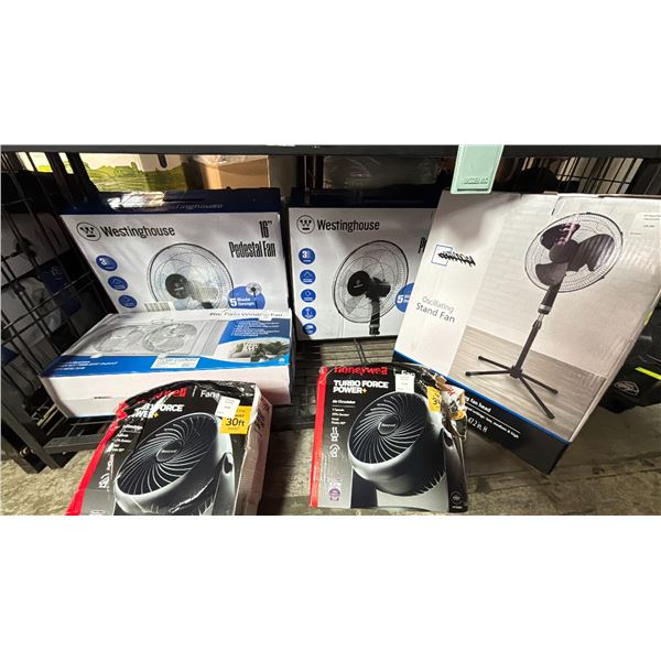 SHELF OF ASSORTED FANS