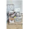 Image 1 : PALLET OF ASSORTED ITEMS INCLUDING; AIR FRYER, END TABLE, MICROWAVE OVEN & MORE (UNKNOWN WORKING