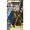 Image 3 : SHELF OF ASSORTED ITEMS INCLUDING; RYOBI JIG SAW, MASTERCRAFT CORDLESS DRILL, HAMMERS & MORE