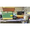 Image 1 : ASSORTED OUTDOORS GEAR INCLUDING; COLEMAN COOLER, FISHING TACKLE BOXES, SLEEPING BAG & MORE