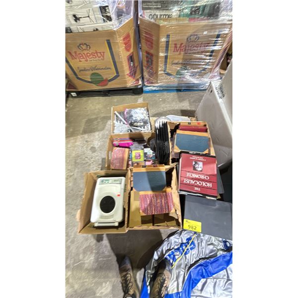 PALLET OF ASSORTED ITEMS INCLUDING; BREAD MAKER, CD'S, BOOKS & MORE