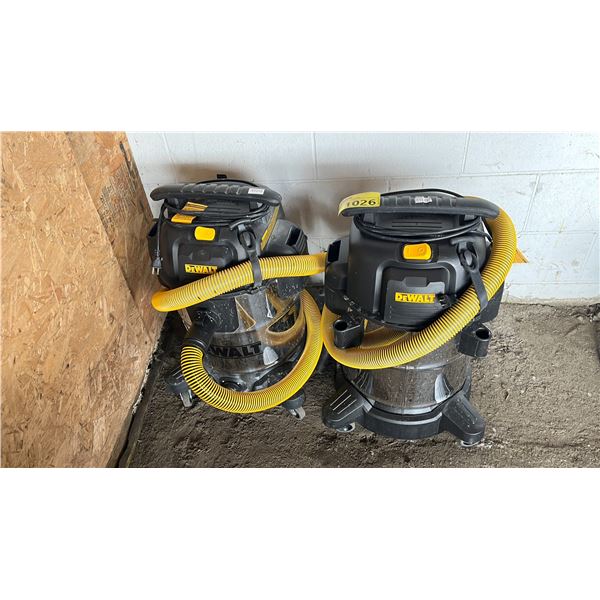 2 DEWALT WET/DRY VACUUMS (UNKNOWN WORKING CONDITION, MAY BE MISSING PARTS & PIECES)