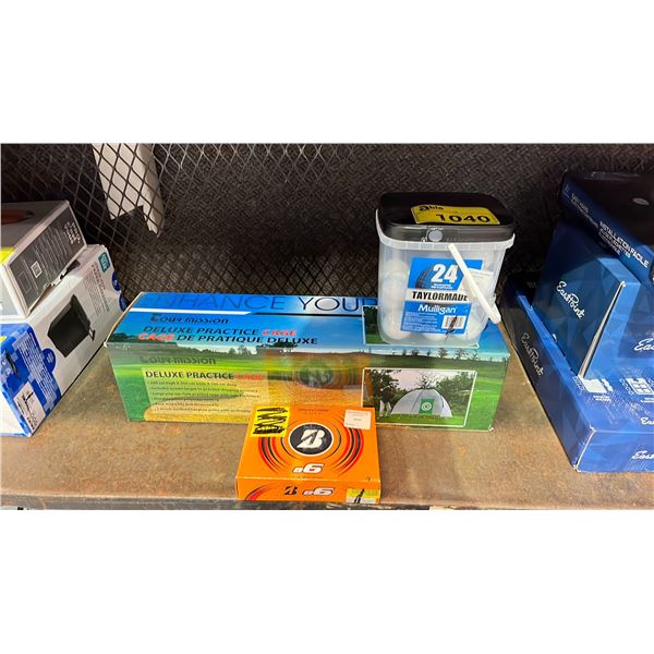 TOUR MISSION DELUXE PRACTICE AGE, TAYLORMADE MULLIGAN GOLF BALLS & BRIDGESTONE GOLD BALLS