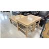 Image 2 : 3 PIECE TABLE SET: SQUARE COFFEE TABLE - 38"W X 38"D X 17"H & 2 SIDE TABLES - 27"W X 21"D X 24"H