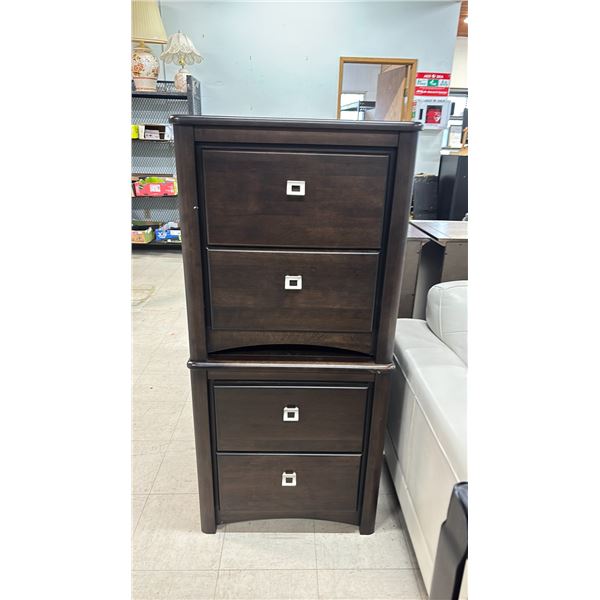 PAIR OF DARK WOODEN 2 DRAWER NIGHT STANDS