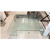 Image 1 : FIAM ITALIA GLASS COFFEE TABLE - 47.5"W X 47.5"D X 12"H *HAS A CHIP ON ONE LEG*