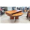 Image 1 : ROUND CHERRYWOOD 5' DIAMETER X 30.5"H DINING TABLE WITH LEAF - LEAF MEASURES 25"D