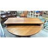Image 3 : ROUND CHERRYWOOD 5' DIAMETER X 30.5"H DINING TABLE WITH LEAF - LEAF MEASURES 25"D
