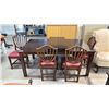 Image 2 : DARK WOODEN 70"W X 42"D X 30"H RECTANGULAR DINING TABLE WITH 4 CHAIRS & A LEAF - LEAF MEASURES 20"D