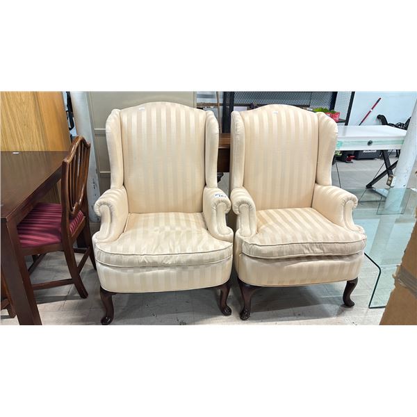 PAIR OF BEIGE DOWN FILLED CHAIRS