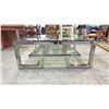 Image 2 : CHROME & TEMPERED GLASS SQUARE COFFEE TABLE - 50"W X 50"D X 19"H