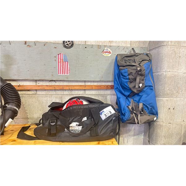 ATHLETIC BAG WITH SOCCER CONTENTS & HIKING BACKPACK