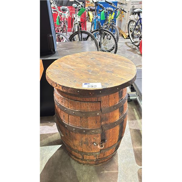 OAK BARREL BAR CABINET