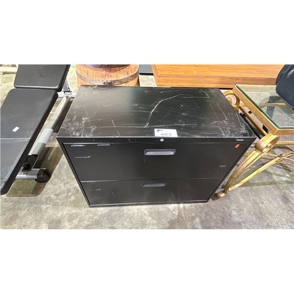 2 DRAWER METAL LOCKING FILE CABINET 36" X 19" X 29" (NO KEY)