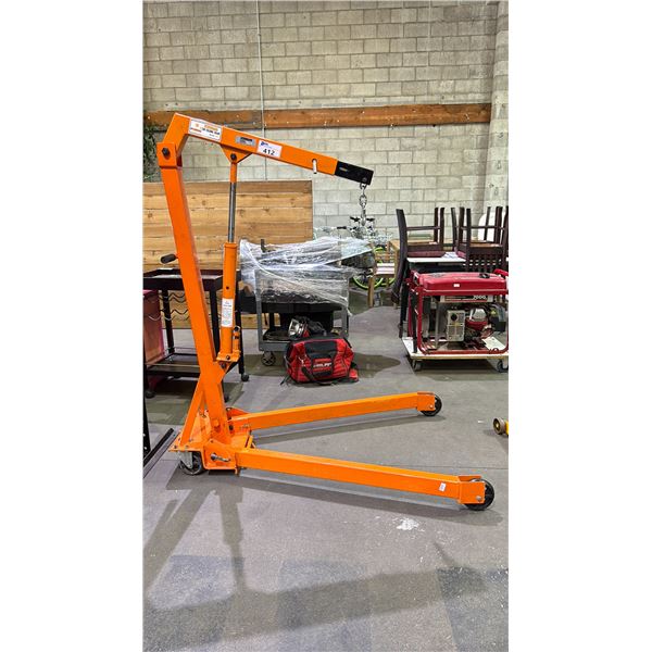 MOBILE ORANGE STRONG ARM INDUSTRIAL 1 TON FOLDING CRANE ( 207 ) WITH A 3 TON LONG RAM