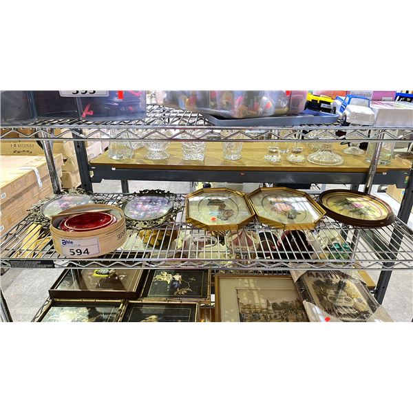 SHELF OF WALL DECOR ITEMS