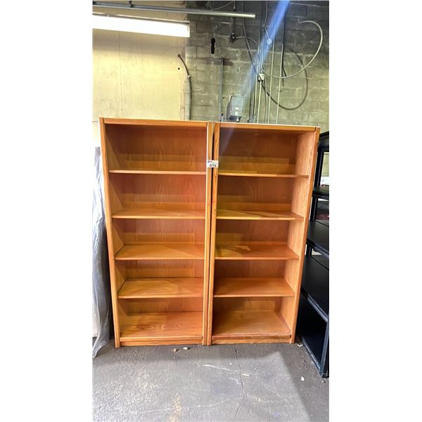 2 WOODEN SHELVING UNITS - EACH SHELF MEASURES: 30"W X 13"D X 72"H