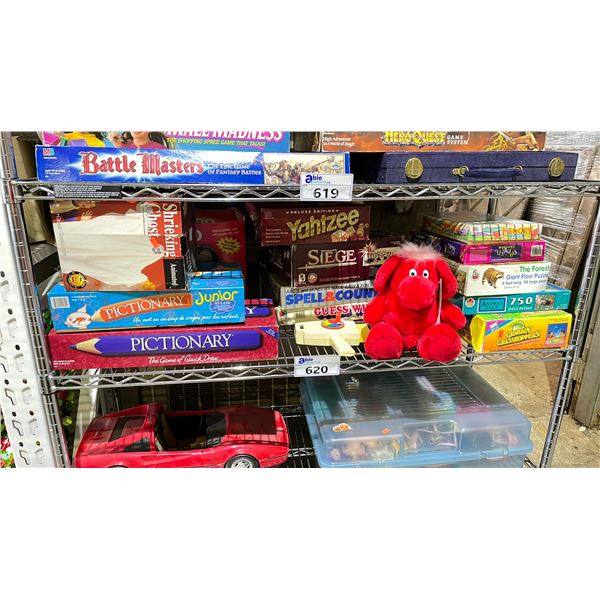 SHELF OF ASSORTED BOARD GAMES