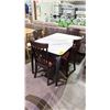 Image 1 : MARBLE LOOK TOP/BLACK LEGS 51.5"L X 32"W X 30.5H DINING TABLE WITH 4 DARK WOODEN DINING CHAIRS