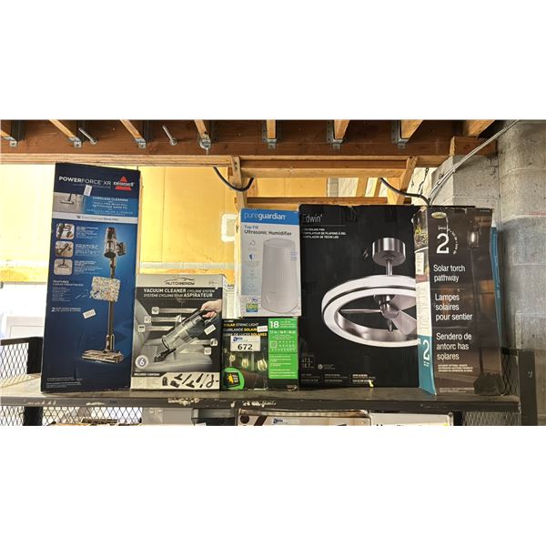 LED CEILING FAN, OUTDOOR SOLAR PATHWAY LIGHTS, HUMIDIFIER, SOLAR STRING LIGHTS & MORE