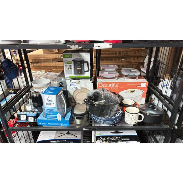 DINNERWARE SETS, BRITA FILTER, COOKING POT, TUPPERWARE CONTAINERS, A CAST IRON DUTCH OVEN & MORE